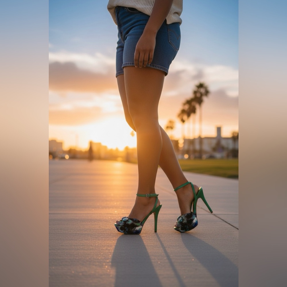 GUESS  Size 8.5  Floral Satin, Platform Sandals